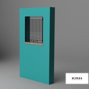 Diseño de reja hierro forja con barrotes verticales retorcidos y marco plano de 8 mm. tallermetalico.com