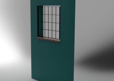 Diseño de reja forja industrial cuadricular. Combinación de pasamanos rectangulares y redondo hierro. tallermetalico.com