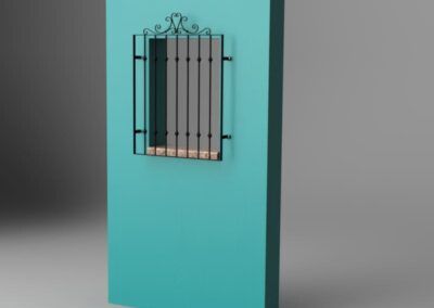 Diseño clásico rústico de reja hierro forja negro. Reja de emplazamiento exterior. tallermetalico.com