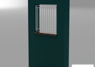 Reja diseño vertical enmarcada y travesaños horizontales blanca. tallermetalico.com